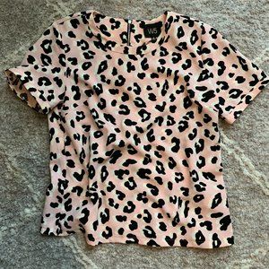 Pink and Cream Leopard Print Short Sleeve Top